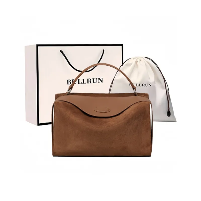 Bullrun Cow Leather Crossbody One Shoulder Handbag Regular Women's Milk Tea Brown-0