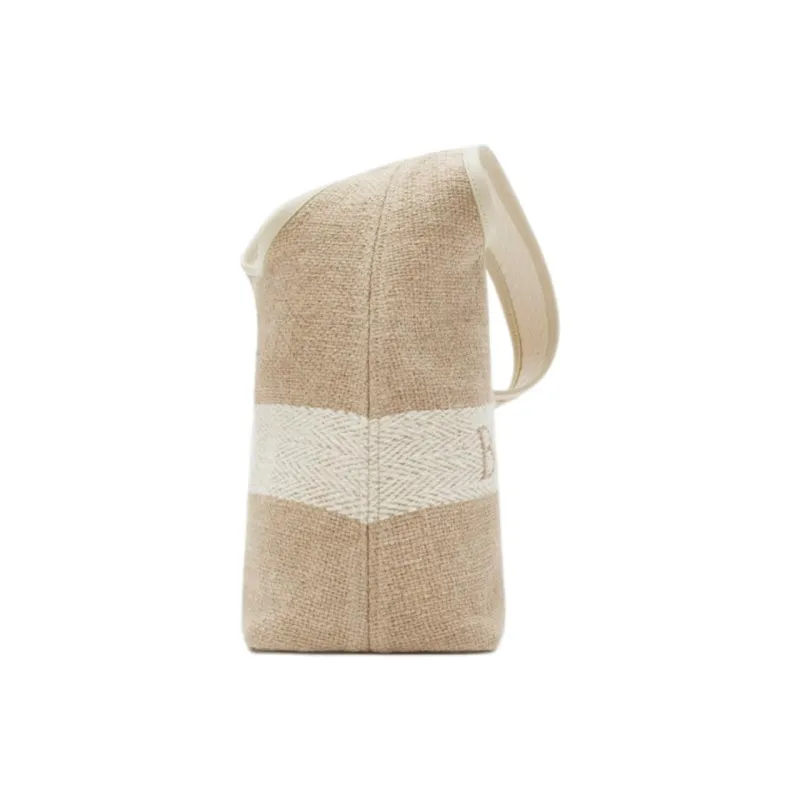 Burberry Linen Shoulder Bag Small Size Women's Natural-1
