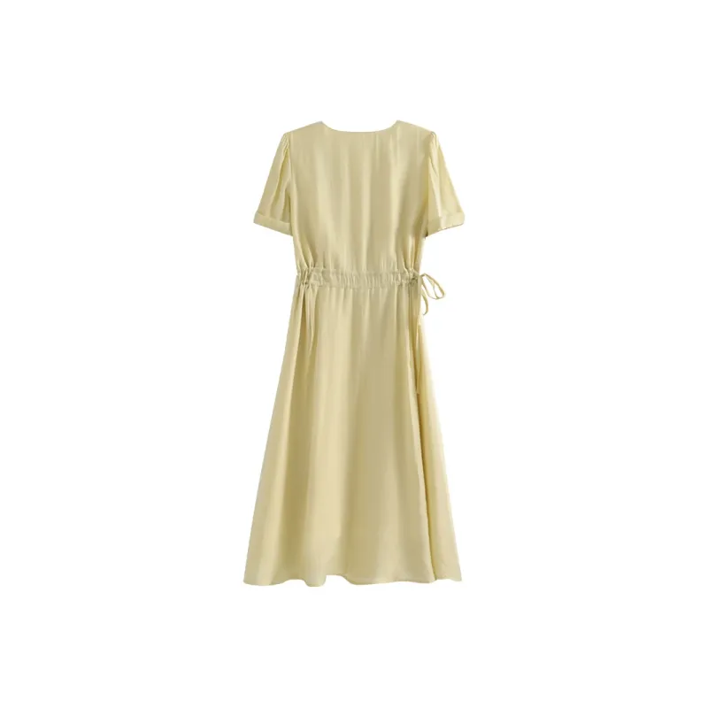 She Enjoys Short Sleeved Dress Women's Fennel Yellow-1