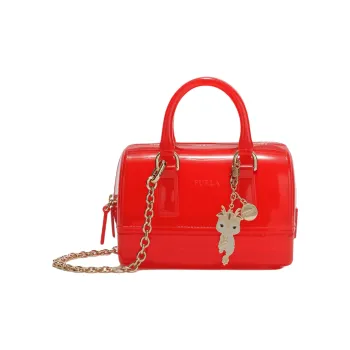 Furla Candy PVC Shoulder Bag Crossbody Bag Handbag Mini Women's Coral Red