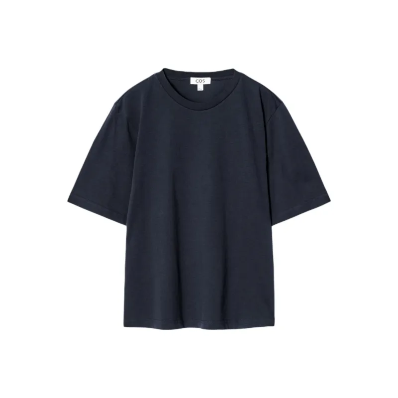 COS Drop Shoulder Sleeve T Shirt Women's Navy Blue-0