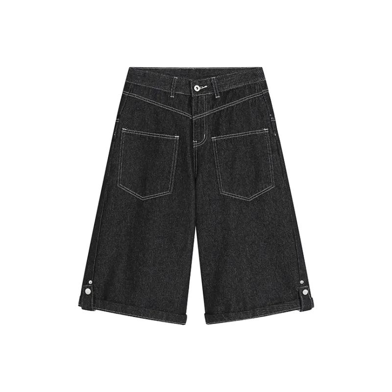 Denim Shorts Unisex Classic Black Shades Warrior And Original Black Bull Style-0