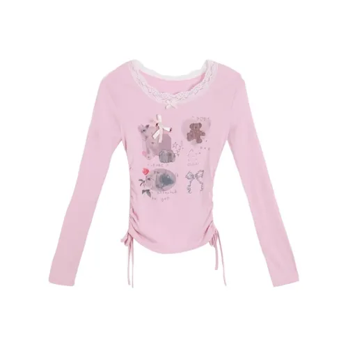 MUSTOFF T Shirts Women's Pink