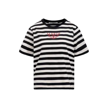 MARDI MERCREDI Drop Shoulder Sleeve T Shirt Women's Black White