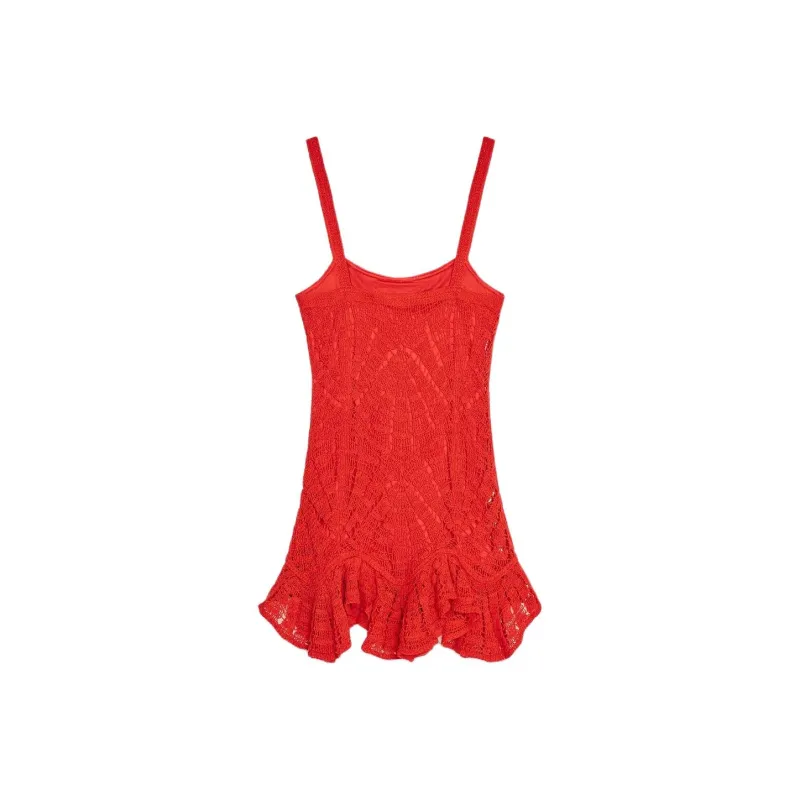 ZARA Slip Dresses Women's Red-1