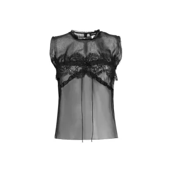 DSQUARED 2 Floral Lace Semi Sheer Sleeveless Top
