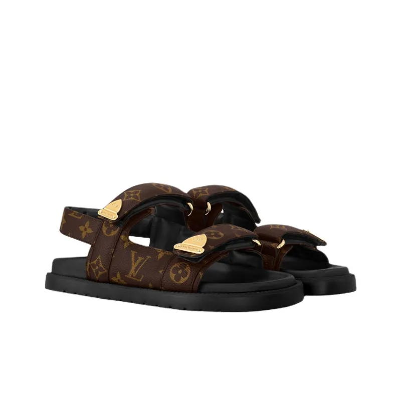 LOUIS VUITTON Sunset Comfort One Strap Sandals Women's Brown-2