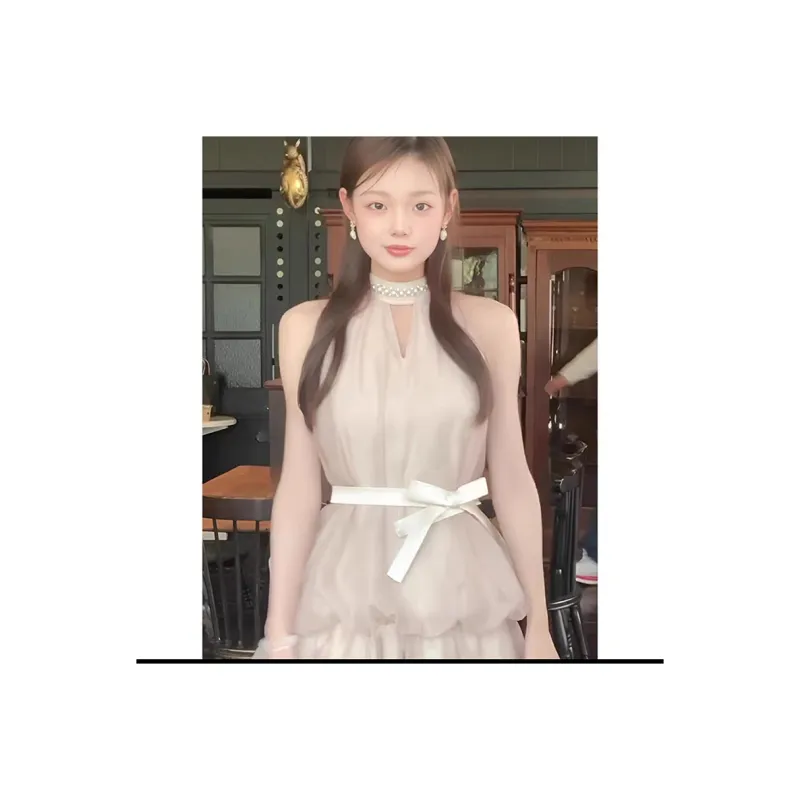 / Sleeveless Dresses Women's Shimmer Nude Pink-3