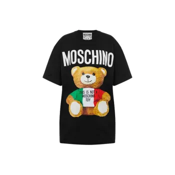 MOSCHINO Drop Shoulder Sleeve T Shirt Women's Black
