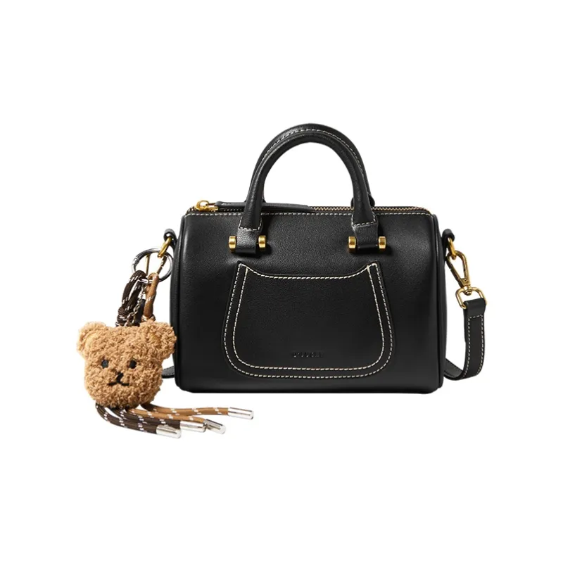 Narandu Cow Leather Shoulder Bag, Crossbody Bag, Handbag Small Size Women's Ecru & Apricot/Midnight Black-4