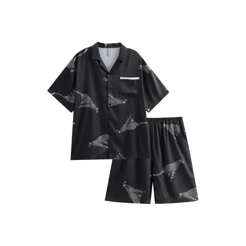Same Language Pajama Set Men's Day Black · Cheetah-0