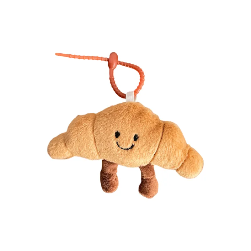 XZAN Cartoon Doll Bag With Bag Charm Keychain Baguette Food Plush Toy, Creative Accessory-2