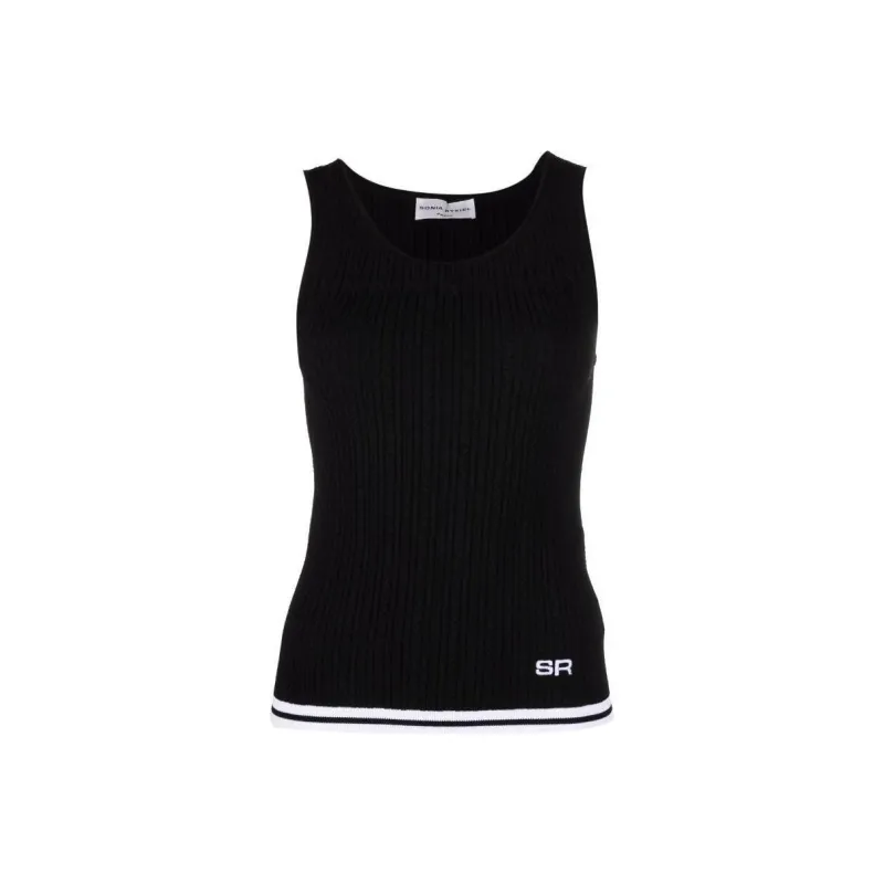 Sonia Rykiel Logo embroidered Pointelle knit Tank Top-0