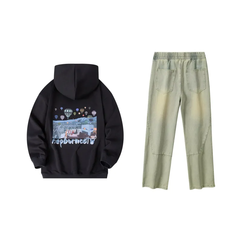 Hepburn Cat Sweatshirt Sets Unisex-0