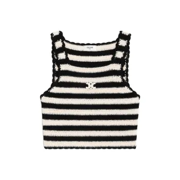 CELINE Triomphe Striped Cropped Top