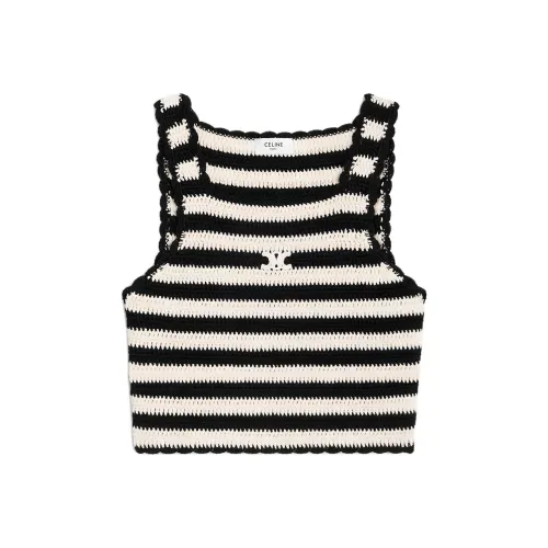 CELINE Triomphe Striped Cropped Top