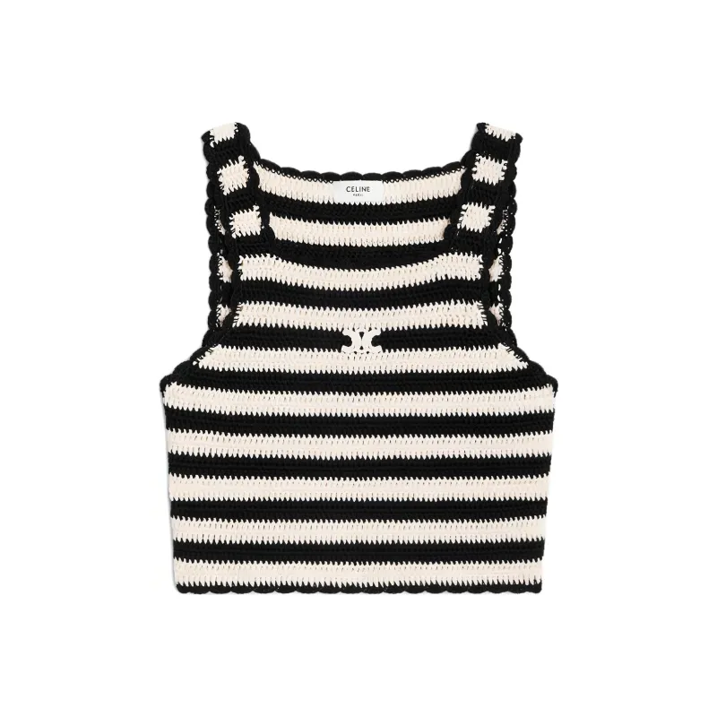 CELINE Triomphe Striped Cropped Top-0