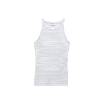 Filippa K Monogram embroidered Striped Organic Cotton Tank Top