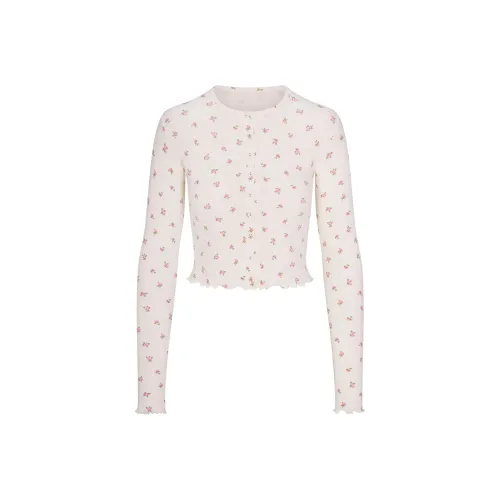 SKIMS Valentine's Day Collection T Shirt Women's Marble Pink Rosebud Print/Marble Pink Rose Lily Print