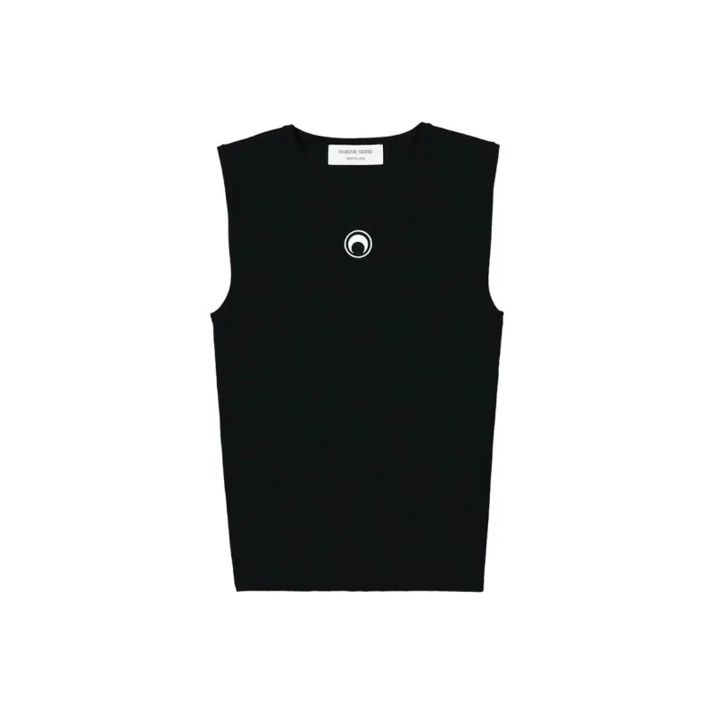 Marine Serre Moon Logo Knit Vest 'Black'-0