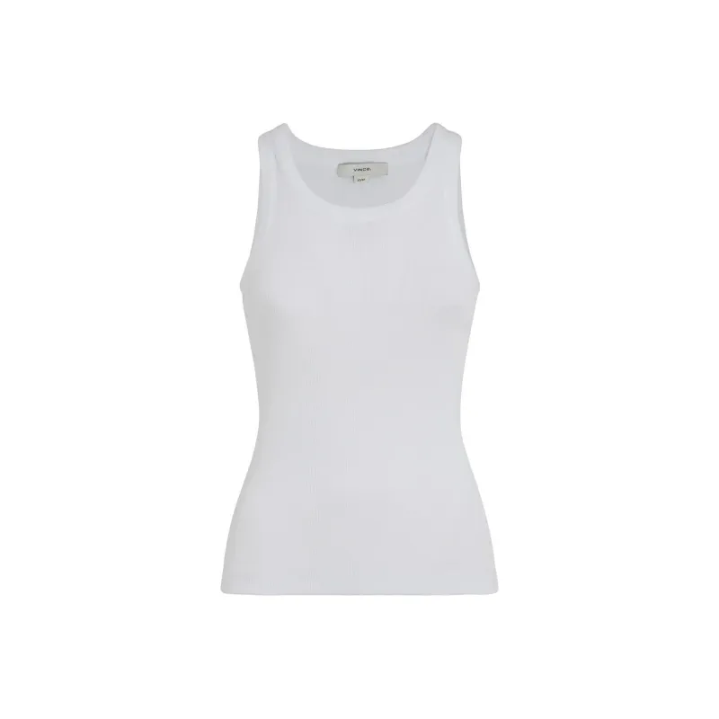 VINCE Scoop neck Ribbed Tank Top-0