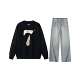 Black Sweatshirt+Light Blue Jeans
