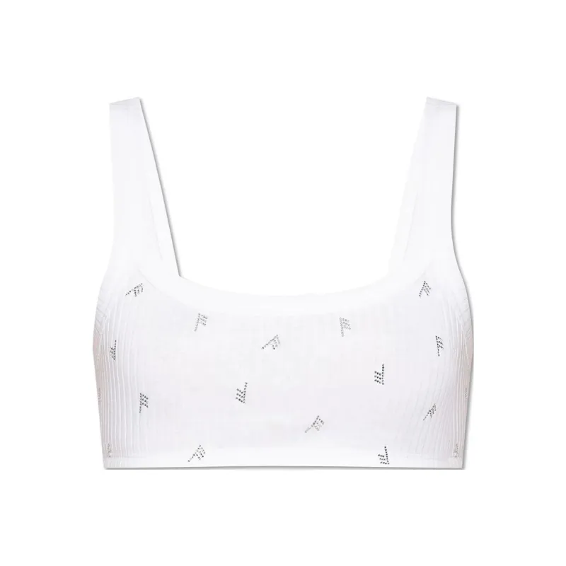 The Attico Embellished Ribbed Knit Top-0