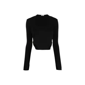 AMBUSH Cropped Asymmetric Hem Top 'Black'