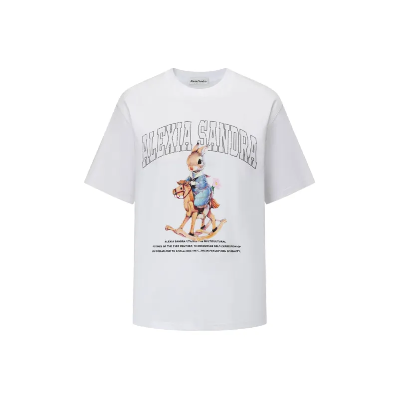 Alexia Sandra Rabbit Series Drop Shoulder Sleeve T-Shirt Unisex-2