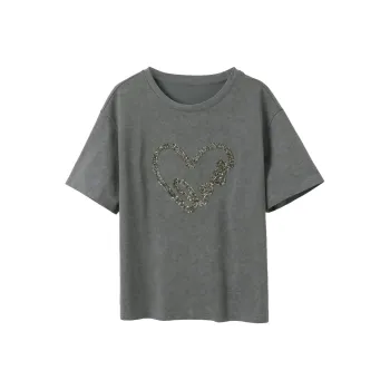 3COLOUR Drop Shoulder Sleeve T Shirt Women's Deep Gray