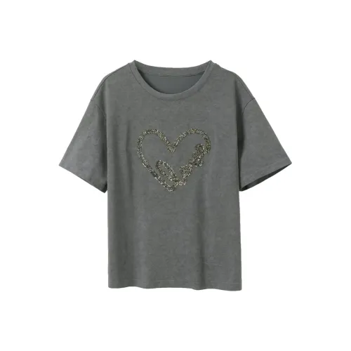 3COLOUR Drop Shoulder Sleeve T Shirt Women's Deep Gray