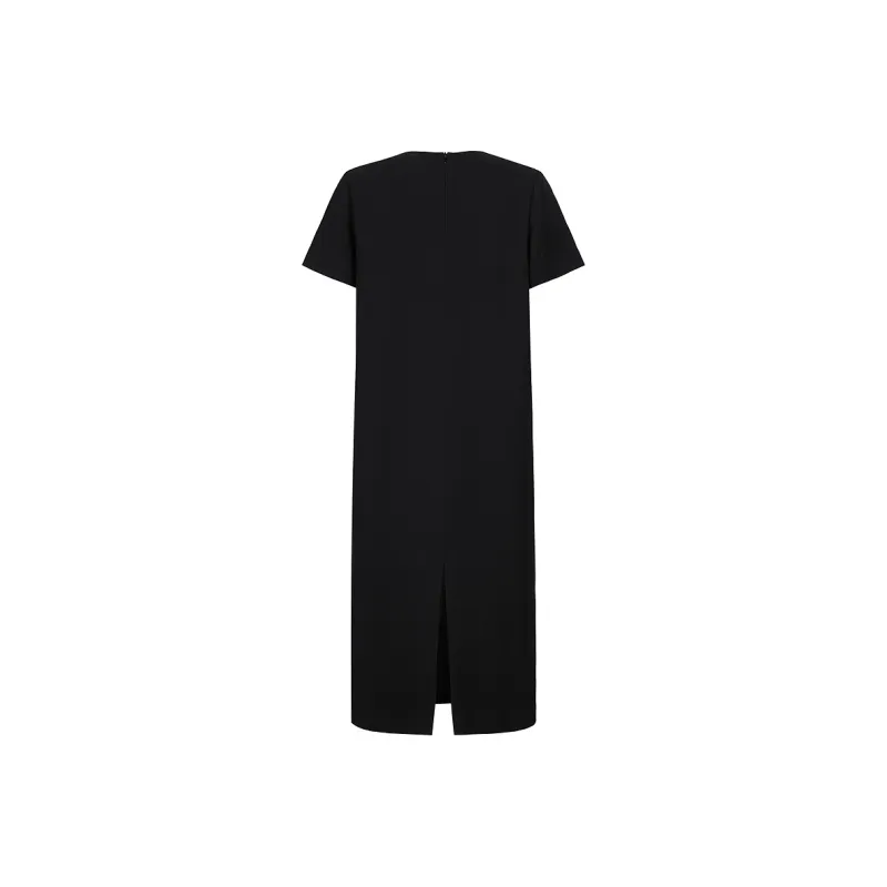 JZ. ANNAKRO Short Sleeved Dress Women's Plain Black-1