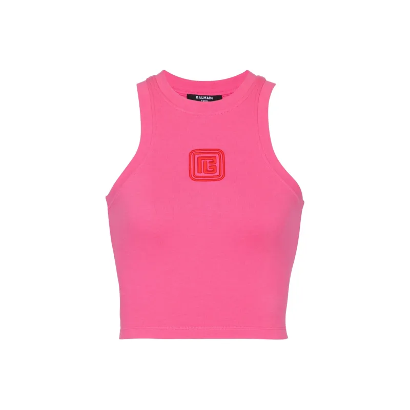 BALMAIN Logo Detailed Cropped Top-0