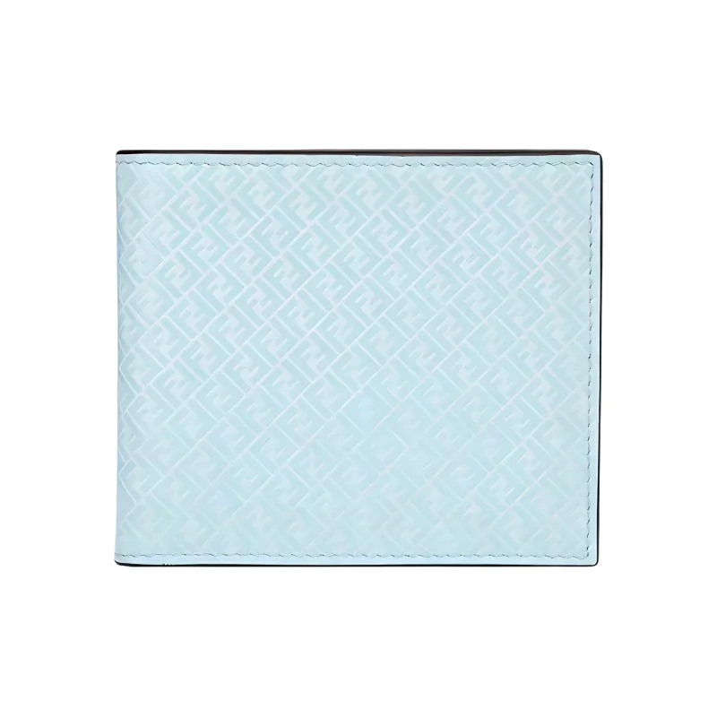 FENDI Calfskin Bifold Wallet Card Holder Card Holder Wallet Men's Light Blue-0