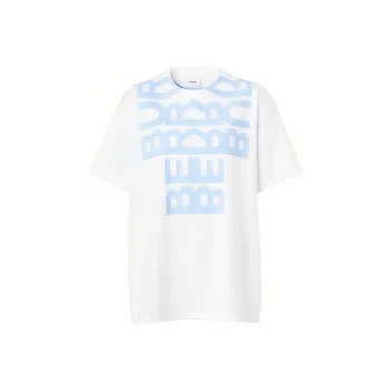 Burberry Logo Printed Oversized T shirt White