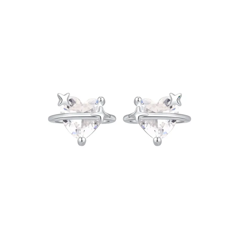 HMZ Sterling Silver Stud Earrings Women's-0