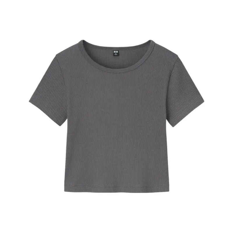 UNIQLO Crop Tops Women's Asphalt Gray-0