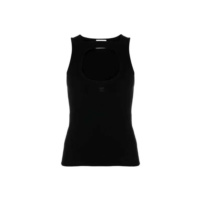 COURREGES Logo patch Cutout Tank Top-0