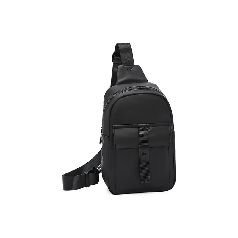 Old Man's Head Synthetic Leather Sling Bag Men's Black-1