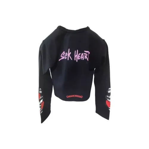 Chrome Hearts Matty Boy Sick Heart Long Sleeve Crop Top 'Black'