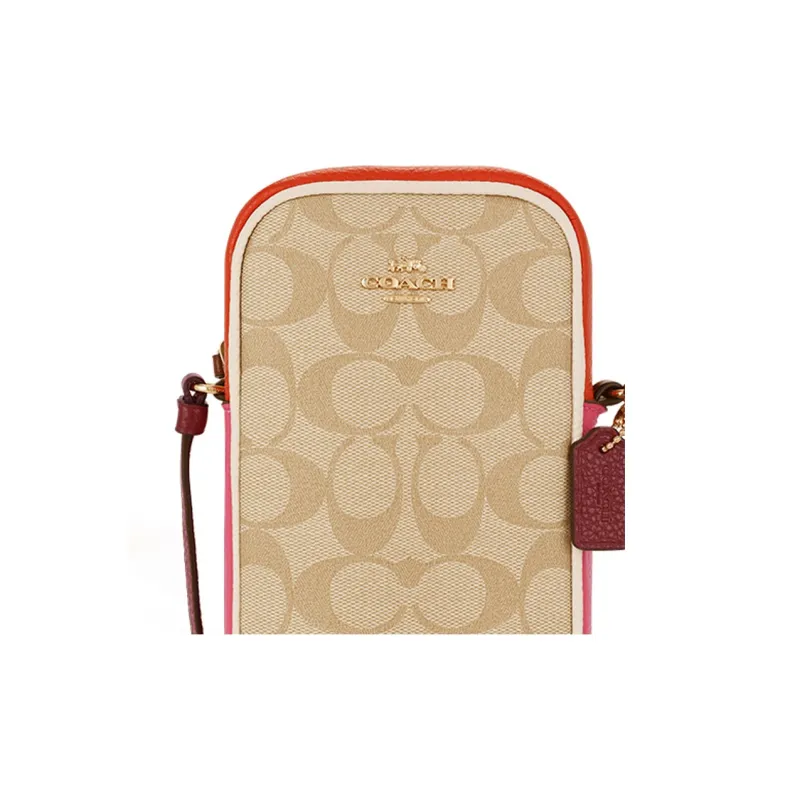 COACH N/S Canvas With Leather Camera Bag, Shoulder Bag, Crossbody Bag Mini Women's Khaki Monogram-4