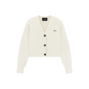 WE11DONE Logo patch Ribbed knit Cardigan