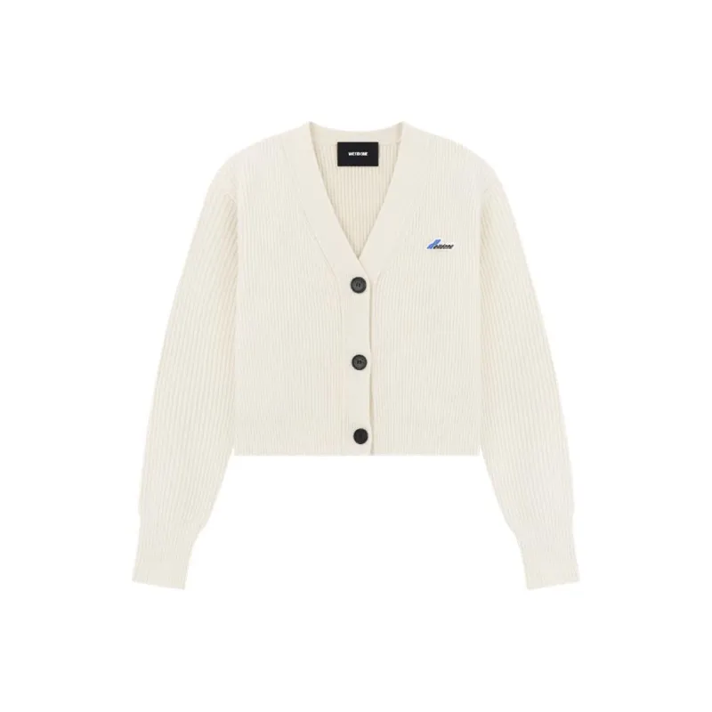 WE11DONE Logo patch Ribbed knit Cardigan-0