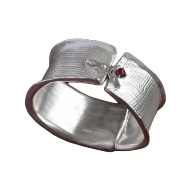 FOUNDRY BOUNDARY 925 Sterling Silver White Gold Plated Bangles Unisex Silver-0