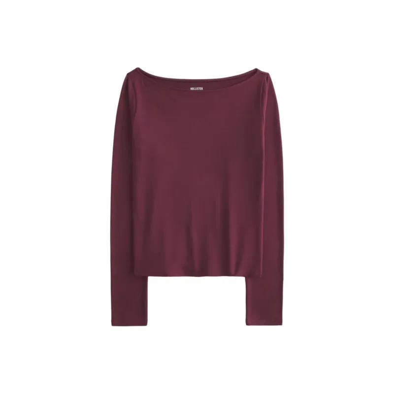 Hollister T-Shirt Women's Burgundy-0