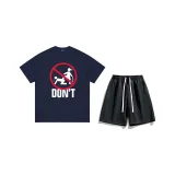 Navy Blue T-Shirt+Black Shorts[Clothing Sets]