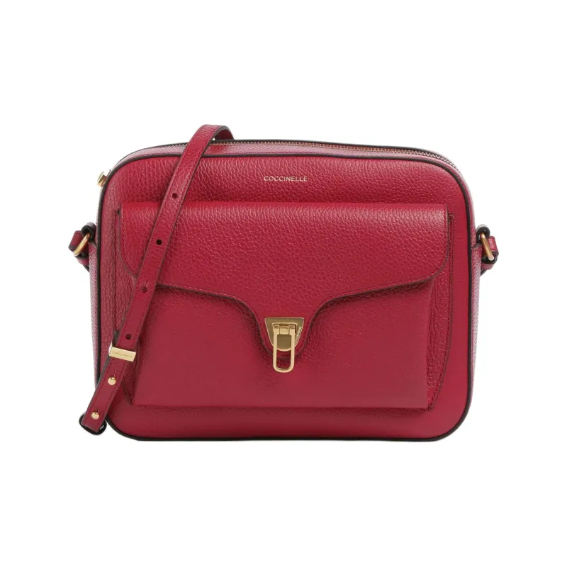 COCCINELLE Beat Grain Leather Crossbody Bag, Shoulder Bag Women's Red-0