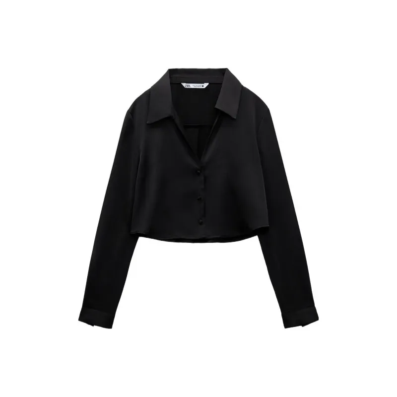 ZARA Crop Tops Women's Black-0
