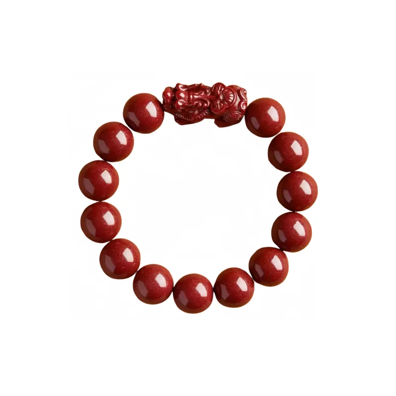 Stone On The Line Reconstructed Cinnabar Jade Bracelets Unisex-11