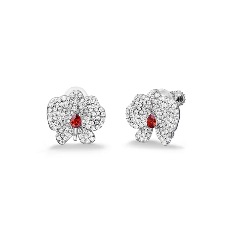 HEFANG All Things Spiritual Collection 925 Sterling Silver Phalaenopsis Earrings/Clip on Earrings Women's-2